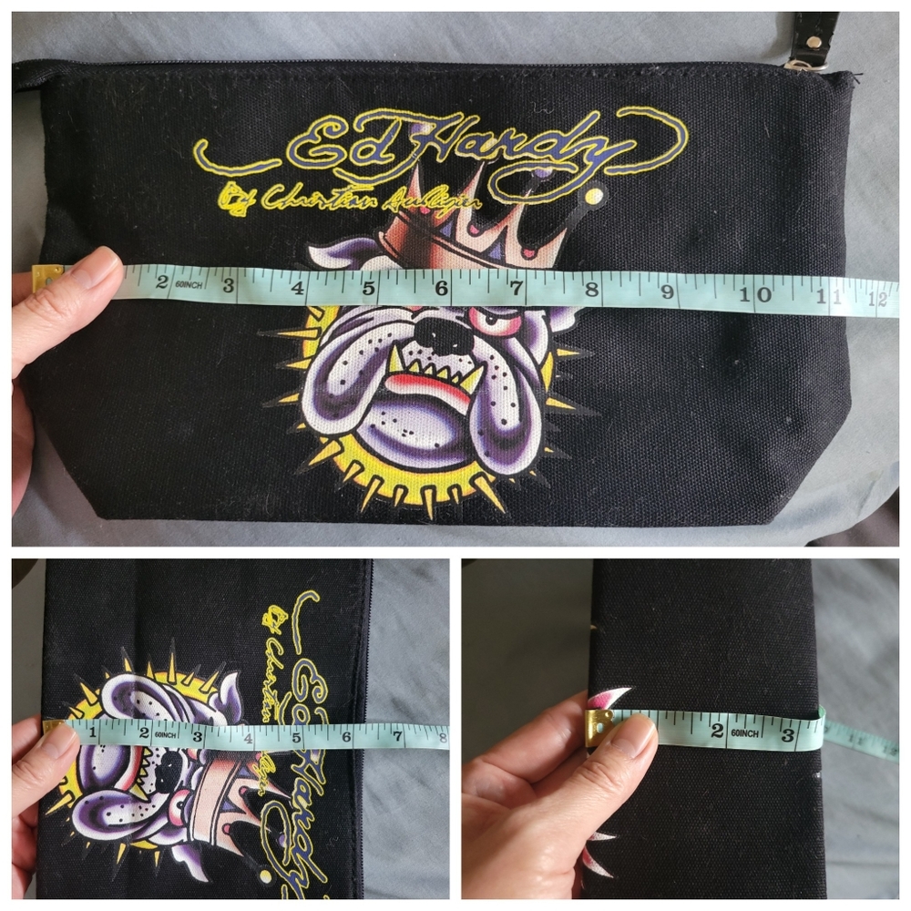 Ed Hardy | Y2K | Cute Black Panther/Bulldog Graphic Cosmetic Travel Bag - Picture 8 of 14